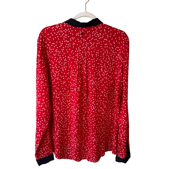 Maeve Red and White Polka Dot Button Down Shirt Size 12 Parisian Retro Office - Picture 3 of 14